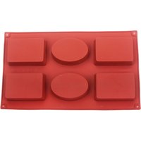 Silicone Rectangle Oval Combo Cake Mold 6 Holes Handmade Soap Pudding Chocolate Dessert Mold Geometric Decoration Baking Tools