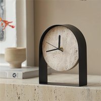 Luxury Marble Table Clock Modern Decorative Desk Clock Silent Non-Ticking for Home Office Living Room Bookcase Shelf Decor House