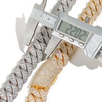 Nuoya 22mm 3 Rows Cubic Zirconia Cuban Necklace Brass Plated Rose Gold/18K Gold Men Iced Out Cuban Link Chain Birthday Gift