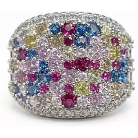 Huitan Bright Multiple Colored Cubic Zirconia Wide Ring for Women Delicate Gorgeous Finger Accessories for Anniversary Party