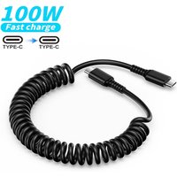 1.5M Type C To Type C Spring Cable PD Fast Charging Data Cable Wire for IPhone 16 15 Pro Max Mini Samsung USB C Laptop Data Cord