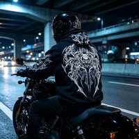 Herren Alt Gothic Zip-Up Hoodie Y2k High Street American Style Dunkler Dornen-Print Fleece-gefütterter Loser Biker Herbst-Winter-Sweatshirt