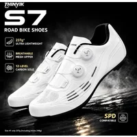 THINVIK Ultralight S7 Road Cycling Shoes Carbon Fiber Sole Dual Dial BOA Closure 3D Knit Upper SPD Compatible Racing Footwear