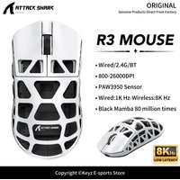 ATTACK SHARK R3 Magnesium Alloy Gaming Mouse 8000Hz Wireless Mouse PAW3395 Sensor 26000DPI Black Mamba 80 Million Times for PC