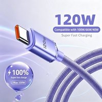 120W 6A Fast Charge USB Type C Quick Charge Cable For Samsung S23 Xiaomi 14 Huawei Phone Fast Charging Cable Data Cables