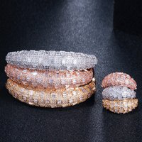Pera Luxury Dubai Gold Color Shiny Briliant CZ Zircon Big Open Cuff Bangle Ring Sets for Women Wedding Jewelry Accessories Z025