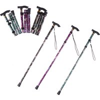 Aluminium Alloy Hiking Poles Folding Telescopic Lightweight 4-section Cane T Handle Outdoor Portable Elderly Walking Stick