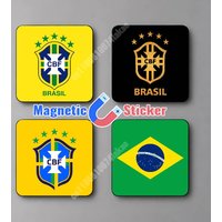 Brazil Football 2026 Brasil Soccer Magnetic Sticker Reflective Fridge Decal for Metal Surfaces Magnet Sign