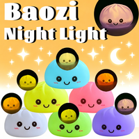 Cute Simulation Baozi Night Light Soft Dumplings Soft Cute Steamer Birthday Gift Prank Props Colorful Dumping Toy Squishy Gifts