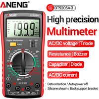 Digital Professional Multimeter True RMS AC/DC Current Tester hFE Ohm Capacitor Voltage Meter ANENG DT9205A-3 Electrician Tester