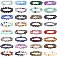 Natural Stone Beads Bracelet Amethyst Tiger Eye Crystal Quartz Agate Gem Beads Bangles Women Reiki Healling Couple Jewelry Gift