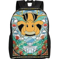 Bandai backpacks Pokemon Dragonite Stained Glass Dragon Type Generation 1 Daypack mochila Journey Zipper Closure Rucksack
