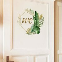 Green Plants Men and Women WC Wall Sticker for Bathroom Decoration Vinyl Home Decals Waterproof Poster Door Stickers Toilet Sign