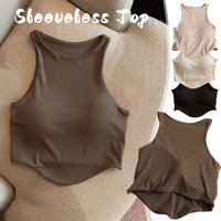Women's U Sports Bra with Cups Summer Yoga Tank Top Padded Running Crop Top Gym Fitness Workout Vest Activewear