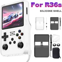 Portable Soft Silicone Protective Case for R36S Retro Handheld Console with Storage Bag & Thumb Stick Caps Anti-Scratch Cover