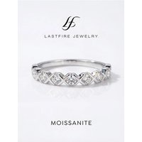 Real Moissanite Diamond Hexagonal Round Sparkling Ring for Women Daily Wear Anniversary 925 Sterling Silver Fine Jewelry