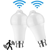 2PCS B22 Motion Sensor LED Bulb LED Lamp PIR Sensor Light Bulb Auto ON/OFF Night Light For Porch Stairs Garage Security Lights