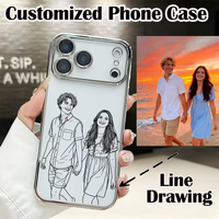 Personalized Customized Photo Sketch Lines Personalized Plating Transparent TPU Case for iPhone 17 16 15 14 13 Pro Max Plus Air