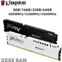 Kingston FURY Beast DDR5 8GB 16GB 4800MHz 32GB 5200MHz 5600MHz 6000MHz 6400MHz Desktop AMD Intel CPU Motherboard 288Pin DIMM PC5