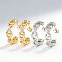 18K Gold Plated Pig Nose Chain Hoop Earrings | AAA Cubic Zirconia | Anti-Allergy | Minimalist Luxury Jewelry for Women Gifts