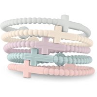 5PCS/Set Fashion Simple Macaron Color Cross Bracelets for Women Men Jesus Silicone Bracelets Friendship Jewelry Gifts