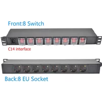 PDU Cabinet Sockets Power Strip C14 interface Power Distribution Unit Independent Switch Front 8 switch, rear 8-socket output