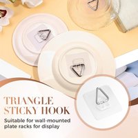 10pcs Invisible Adhesive Plate Hangers Self-Adhesive Nail Free Hooks No Damage Design Ideal for Antique Ceramic Dinner Plates