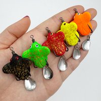 ShareShark 5pcs Mini Butterfly Frog Lure with Glitter, Double Hook, Bionic Bait, Soft Bait Specially for Snakehead Fishing tools