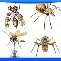 Modèle mécanique d'assemblage d'insectes en métal, grande abeille de précision 3D, bloc de construction tridimensionnel fait à la main, cadeau de bricolage