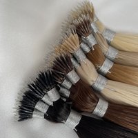 Strands Nano Rings Micro Links Human Hair Extensions Set Keratin Capsule Natural Blonde Micro Beads Loop Remy Straight Hair