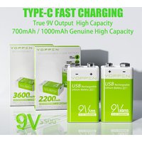 1-10PK 9V USB Rechargeable Batteries 6F22 700mAh/ 1000mAh Lithium-ion Fast Charging Battery For RC Helicopeter Model Multimeter