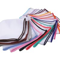 23cm New Men's White Handkerchief Colorful Rim Pocket Square for Men Women Party Wedding Groom Suits Black Hankies Accessories