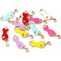 20pcs 25x9mm Random Colors Mix Enamel Cat Charms Pendant Alloy Metal DIY Jewelry Making for Bracelet Necklace