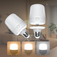 USB Rechargeable Light Bulbs Dimmable and Detachable Battery Light Bulb E27 3 Color Temperatures for Home or Outdoor 2 Pack