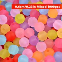 1000pcs 6mm Transparent Frosted Colored Round Straight Acrylic Beads, For DIY Cothing Making Clothing tailoring supplies Supplie