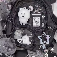 Women Black School Bags Japanese Kawaii Ita Backpack High-capacity Design Transparent Backpacks Sweetwear Y2k Bag 2025 New Trend