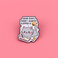 Cute Cat Quotes Enamel Pins DEAR DIARY Brooches Badges for Backpacks Collection Gifts Funny Jewelry Cosplay Accessories
