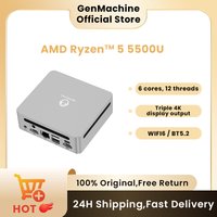 45W TDP, 4K@60Hz WiFi6 Ultra-Slim for Creative Tasks Genmachine AMD Ryzen 5475U 5500U 5560U 5600H Mini PC Smooth Multitask