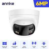 ANNKE 6MP 180° HD Camera Outdoor Dual Lens Security IP Cameras AI Human Detect Two Way Audio CCTV Surveillance POE Camera