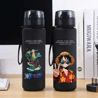 650ML One Piece Water Cup Men Cartoon Anime Frosted Sport Casual Water Bottle Boys Portable Drop-proof Outdoor Straw Jug Gift