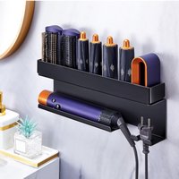 Iron No Drill Hair Tool Organizer Wall Mounted Storage Rack for Curling Iron Blow Dryer Multi Function Holder
