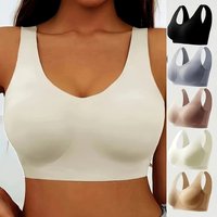 Women's Seamless Wireless Vest Bra Summer Thin Breathable Comfort Push Up Sleep Yoga Daily Wear Underwear 5 Colors