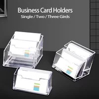 1Pcs Business Card Holder Display Stand Creative Desktop Single/Double Transparent Storage Box Office Large Capacity Card Box