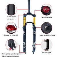 AliExpress ZJMZYM Quick Release Mountain Bike Fork 140mm Stroke MTB Shock-absorbing Air Fork Adjustable Straight Cone Tube Locking Shock Absorber