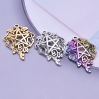 5pcs Delicate Flower Pentagram Charms for Jewelry Making Stainless Steel Five-Pointed Star Pendant DIY Jewelry Accessories Craft