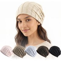 Women's Knitted Lace Stripes Slouchy Beanie Spring Summer Lightweight Breathable Hat Solid Color Outdoor Sports Casual Bonnet