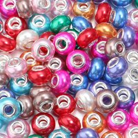 20pcs/lot Glossy Resin Beads Imitation Pearl Large Hole Charms Beads Loose Spacer Beads For DIY Bracelet Necklace Jewelry Making