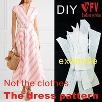 Women's clothing pattern V-Neck long sewing template large swing dress cutting drawing BLQ-291