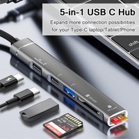 5 Ports USBC Docking Station Speed Multi-function Expansion Dock For Android Tf/sd Card Reader Usb/type-c High-speed Transmissio