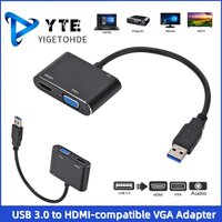 USB 3.0 to HDMI-compatible VGA Converter With Audio 1080P 3 in 1 USB to HDMI-compatible VGA Adapter for PC Laptop Windows 7/8/10
